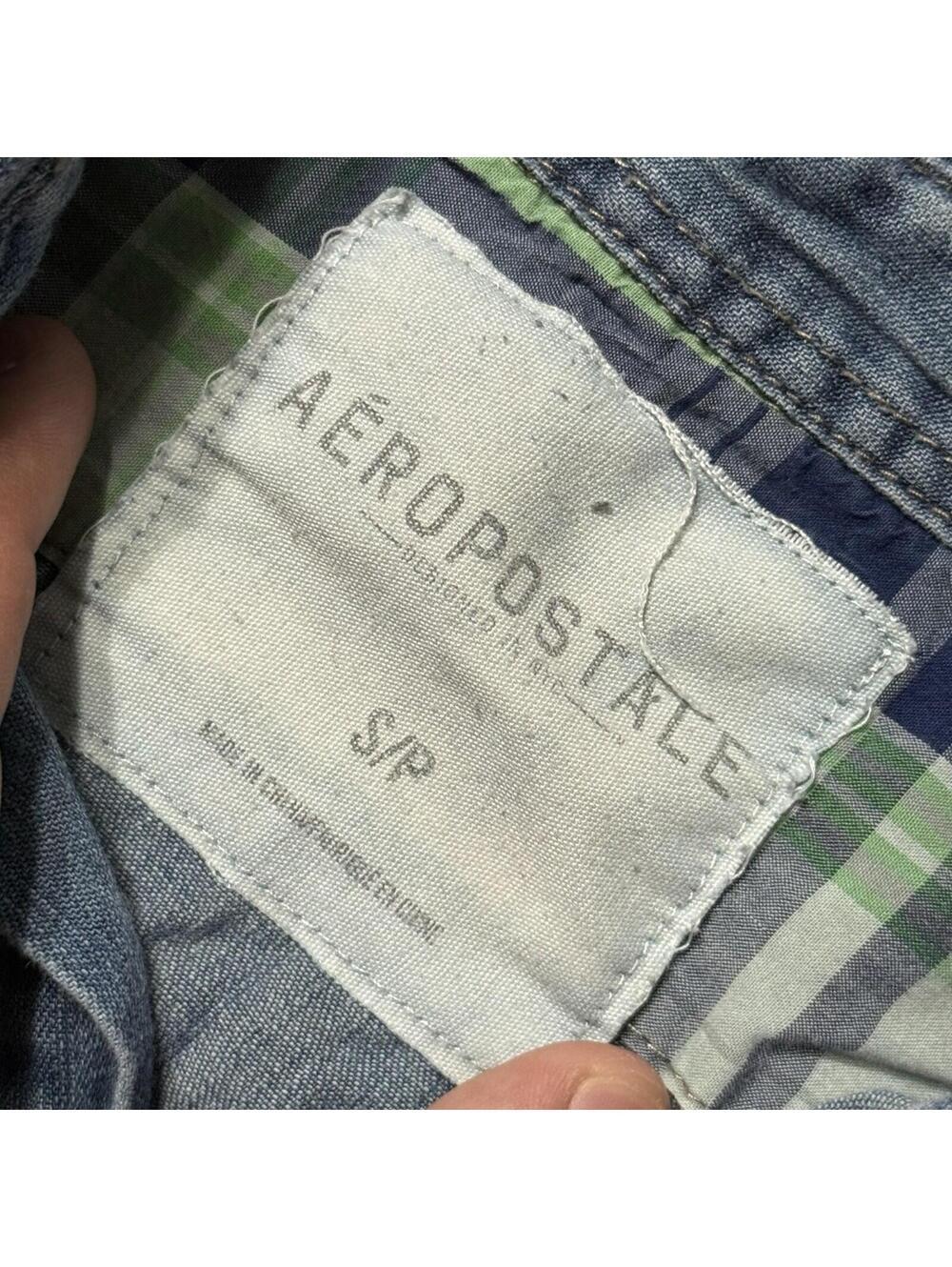 Aeropostale Denim 2014 Western Shirt Blue Pearl Snap Long Sleeve Cowboy Men S - Picture 6 of 8